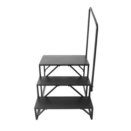 RV Steps, 3-Step RV Stairs, 440 LBS Load Capacity, Thickened Carbon Steel, With Handrail, Non-Slip Steps for Safe Entry and Exit, Suit for RV, Trailer, Camper Steps