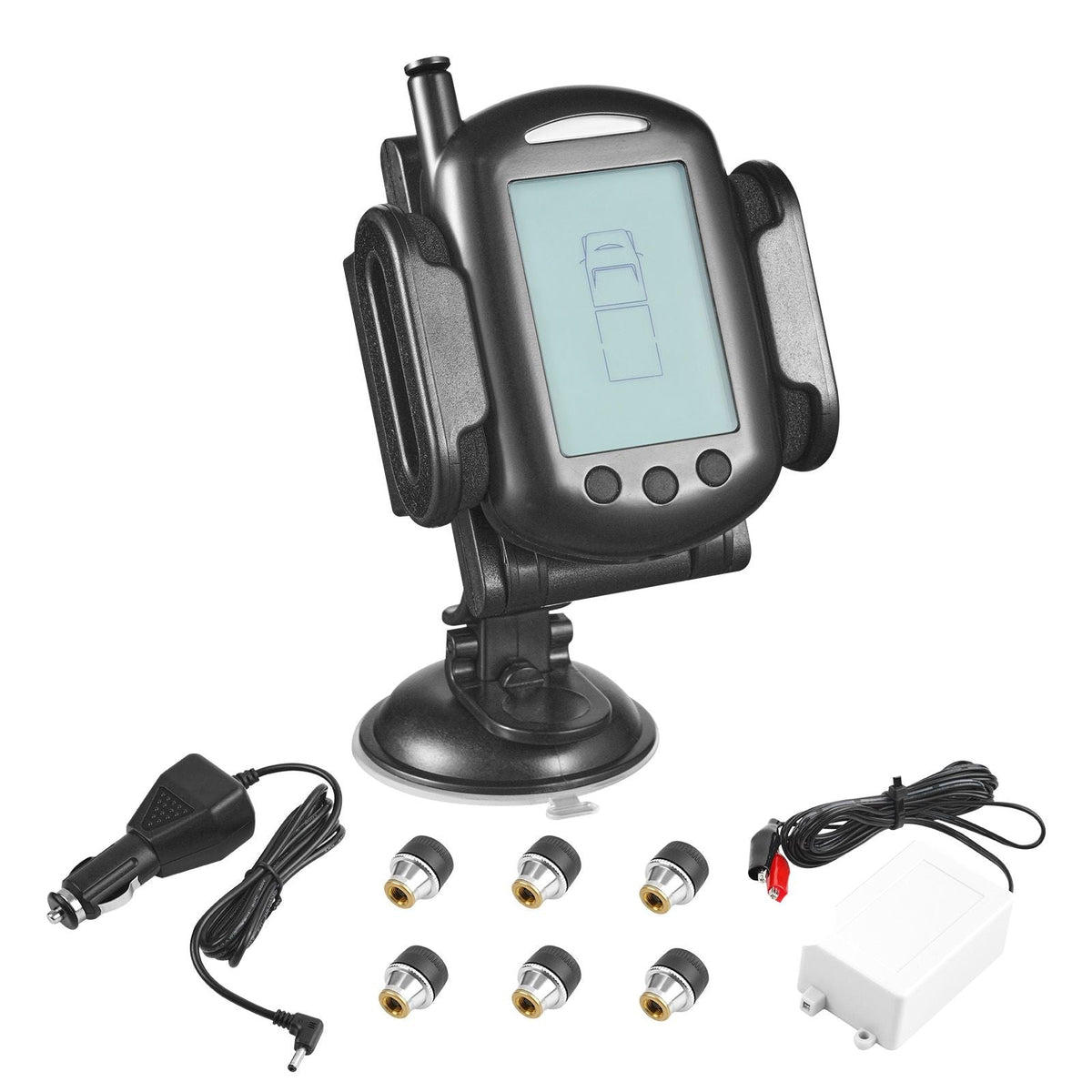 RV Tire Pressure Monitoring System, 0-199 PSI Trailer TPMS, Universal Wireless Car Alarm System, Waterproof TPMS Sensors Set with 6 Sensors, 7 Alarm Modes, Real-time Display, Easy to Install