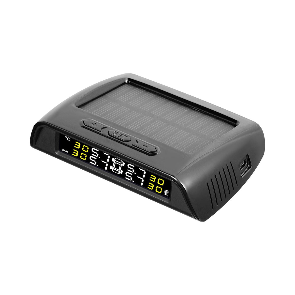 RV Tire Pressure Monitoring System, 7.3-116 PSI Trailer TPMS, Universal Wireless Car Alarm System, Waterproof TPMS Sensors Set with Solar Charge, 6 Sensors, 5 Alarm Modes, and Real-time Display