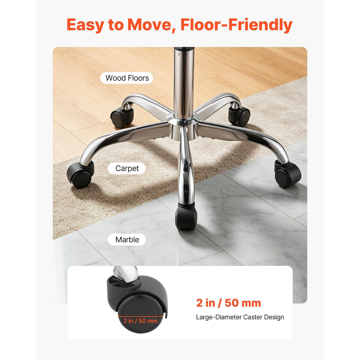 Saddle Stool with Back Support, 500 lbs Weight Capacity, Height Adjustable, Ergonomic PU Leather Seat, 360° Swivel Saddle Stool Rolling Chair with Wheels for Salon, Spa, Bar, Medical, Black