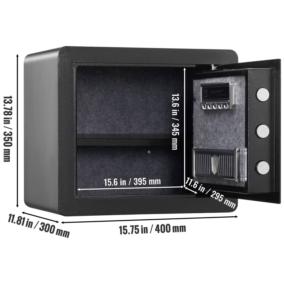 Safe, 1.2 Cubic Feet Home Safe, Steel Security Safe with Digital Keypad and 2 Keys, Cabinet Safe with Fire-proof Bag, Protect Cash, Gold, Jewelry, Documents for Home, Hotel, 15.8x11.8x13.8 inche