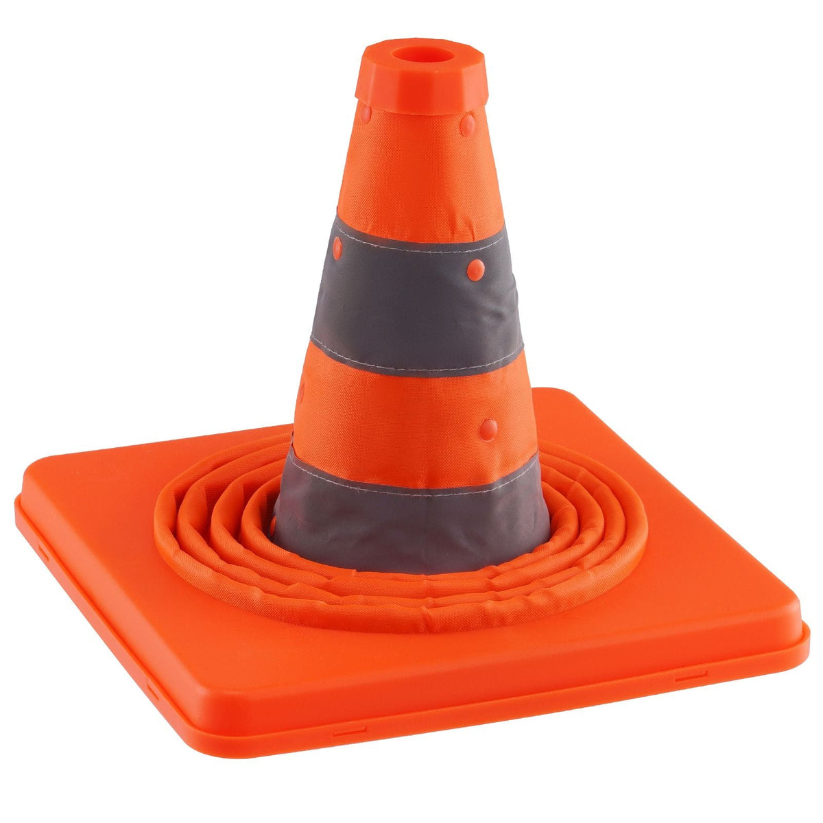 Safety Cones, 4 Pack 18 inch Collapsible Traffic Cones, Construction Cones with Reflective Collars, Wide Base and A Storage Bag, for Traffic Control, Driving Training, Parking Lots