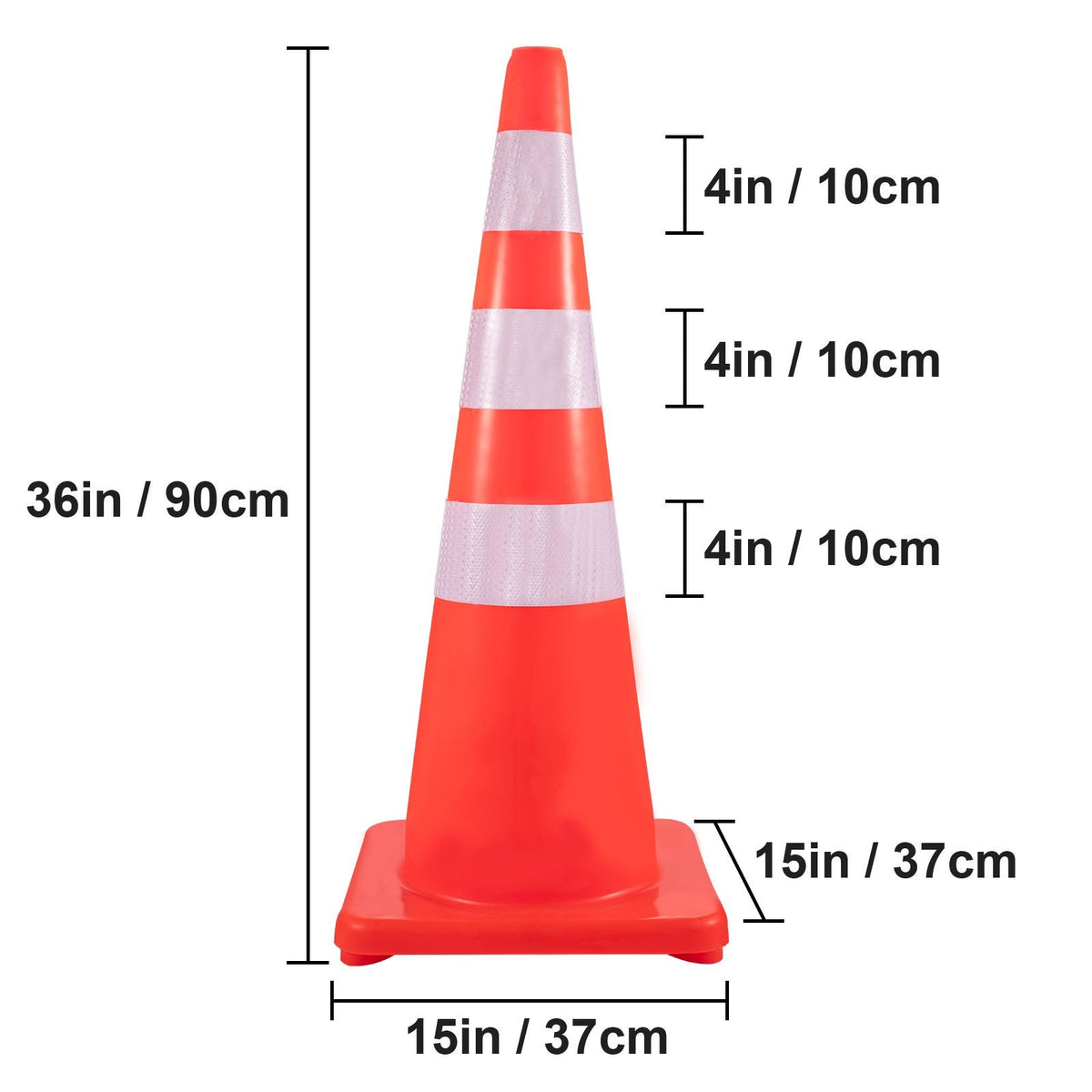 Safety Cones, 6 x 36\" Traffic Cones, PVC Orange Construction Cones, Reflective Collars Traffic Cones with Weighted Base Used for Traffic Control, Driveway Road Parking and School Improvement