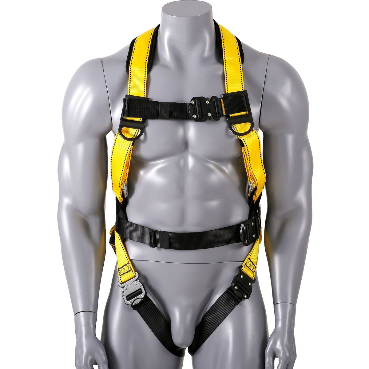 Safety Harness, Full Body Harness, Safety Harness Fall Protection with Added Padding, and Side Rings and Dorsal D-Rings and a Lanyard, ANSI/ASSE Z359.11-2014, 160 lbs Max Weight, S