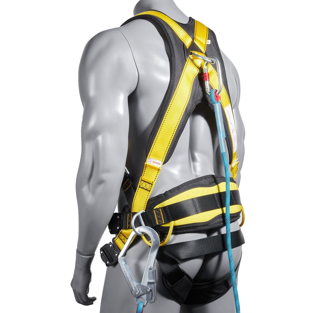 Safety Harness, Full Body Harness, Safety Harness Fall Protection with Added Padding, and Side Rings and Dorsal D-Rings and a Lanyard, ANSI/ASSE Z359.11-2014, 160 lbs Max Weight, S