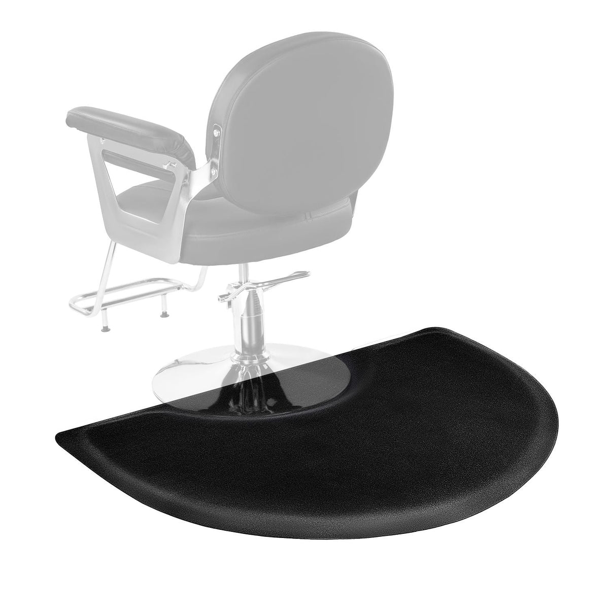 Salon Mat for Hair Stylist, 3 x 4 FT Semi-circle Salon Chair Mat, 1/2-inch Thickened Anti Fatigue Barber Shop Floor Mat with Round Cut Out, Easy-to-Clean PVC Surface & Anti-Trip Beveled Edges