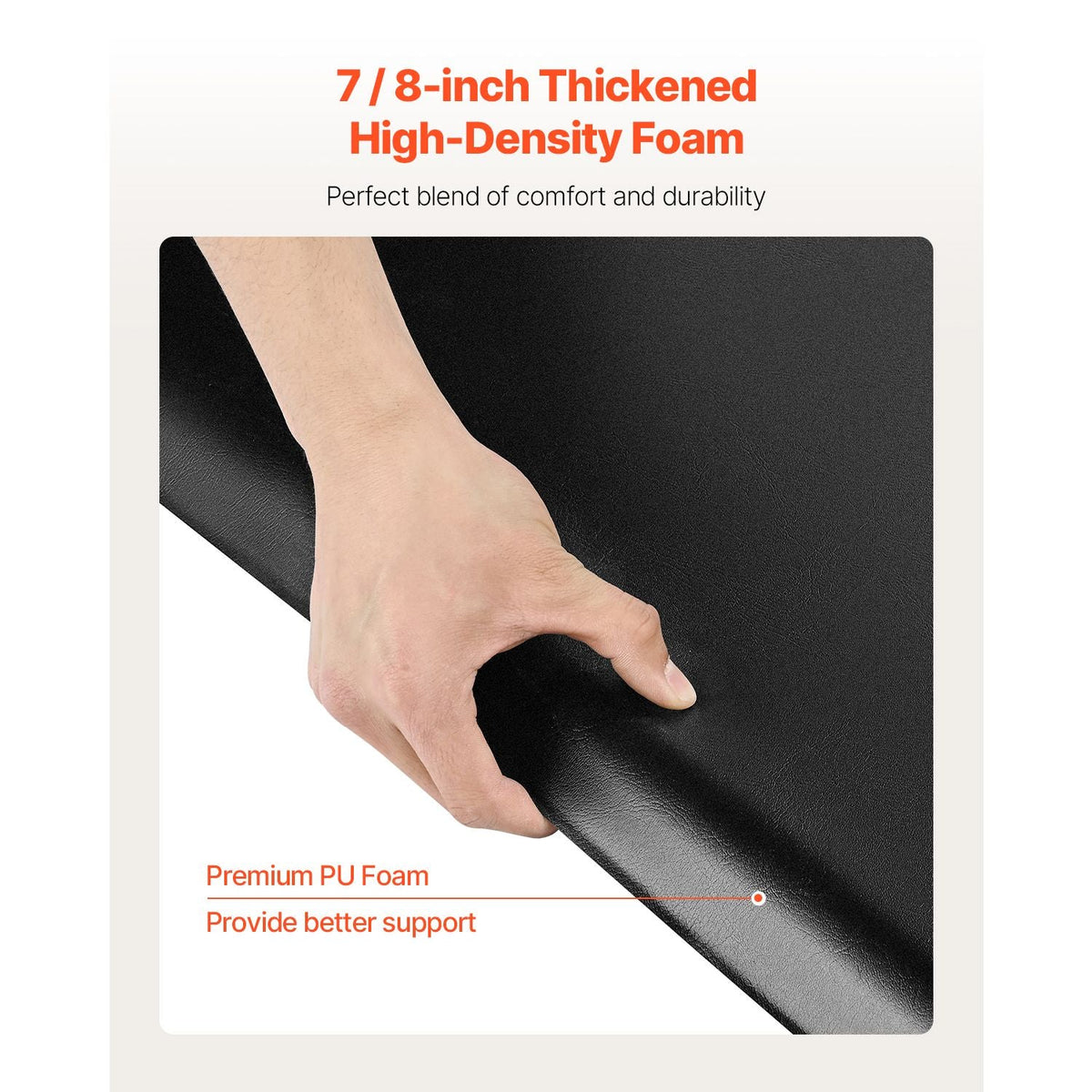 Salon Mat for Hair Stylist, 3 x 5 FT Rectangle Salon Chair Mat Anti Fatigue, 7/8" Thickened PVC + PU Barber Shop Floor Mat with Round Cut Out, Anti-Trip Beveled Edges & Non-slip Bottom