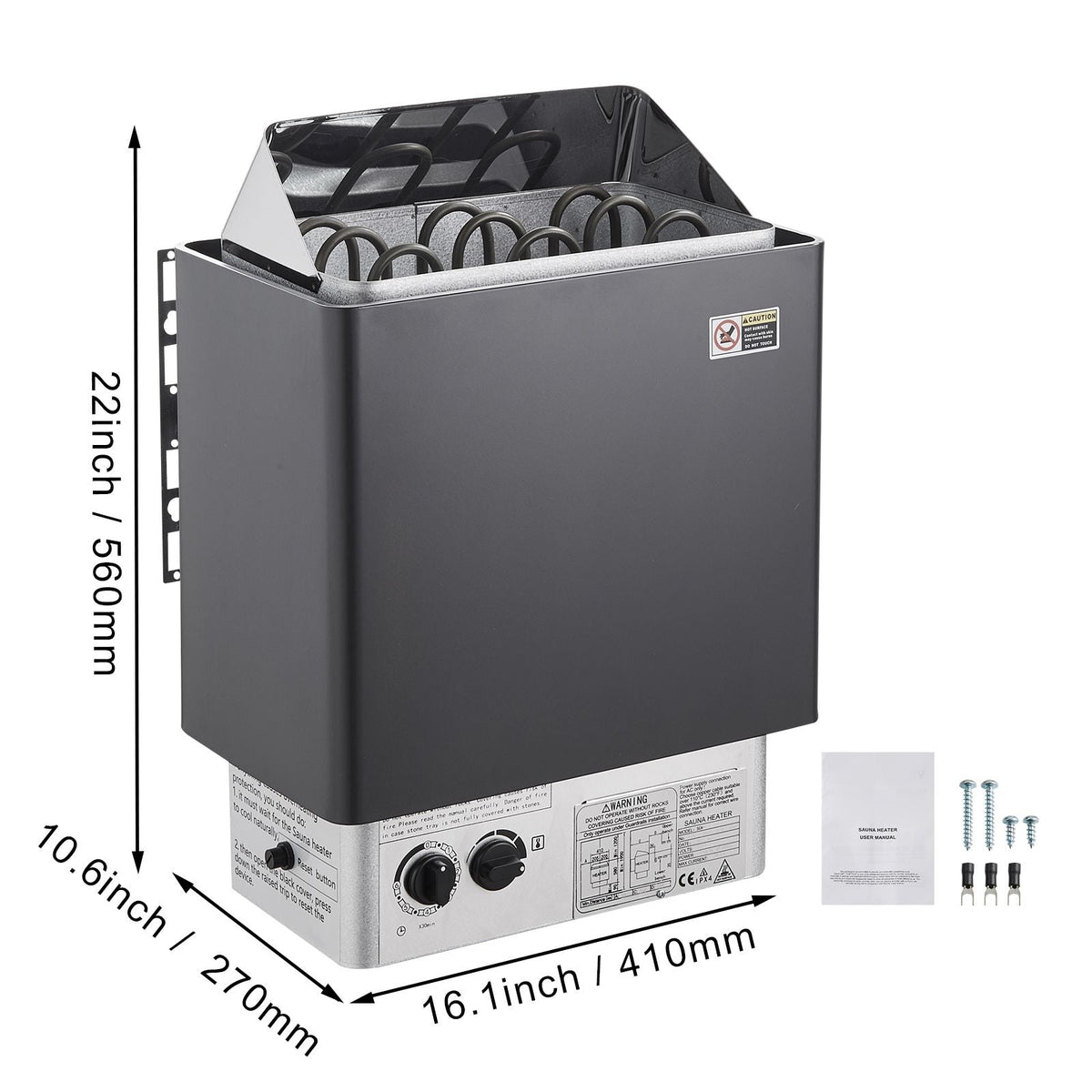 Sauna Heater, 4.5KW 220V Electric Sauna Stove, Steam Bath Sauna Heater with Built-In Controls, 3h Timer and Adjustable Temp for Max. 105-210 Cubic Feet, Home Hotel Shower Use, FCC Certification