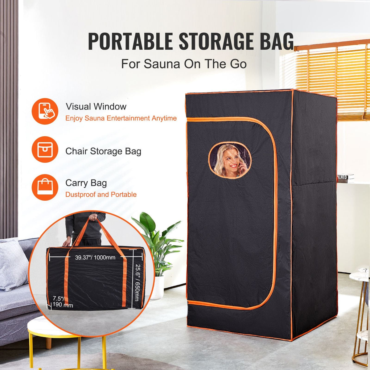 Sauna Tent Portable Full Size, 1400W Personal Sauna Kit for Home Spa, Detoxify & Soothing Infrared Heated Body Therapy, Time & Temperature Remote Control With Chair & Floor Mat
