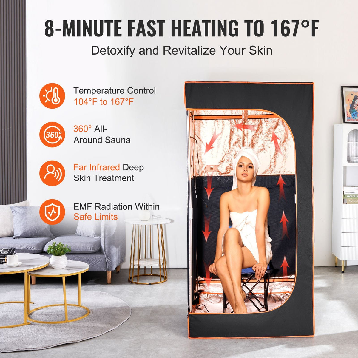 Sauna Tent Portable Full Size, 1400W Personal Sauna Kit for Home Spa, Detoxify & Soothing Infrared Heated Body Therapy, Time & Temperature Remote Control With Chair & Floor Mat