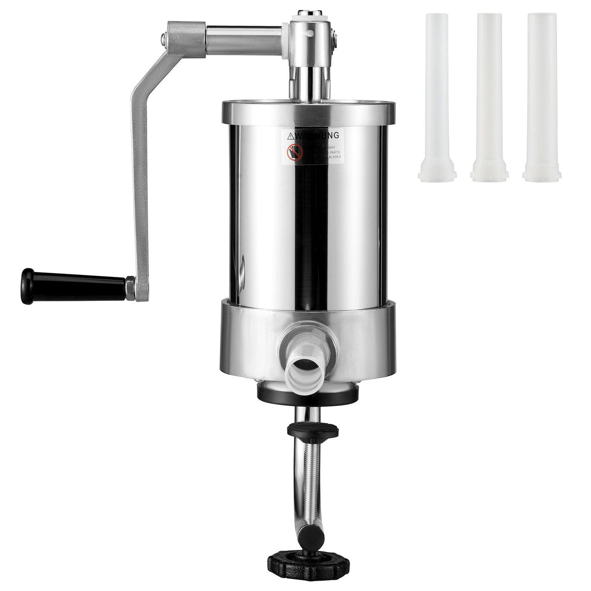 Sausage Stuffer, 2.5LBS/1.5L Capacity, 304 Stainless Steel Vertical Sausage Stuffer, Sausage Filling Machine with 3 Stuffing Tubes, Suction Base and Manual Crank for Household or Commercial Use