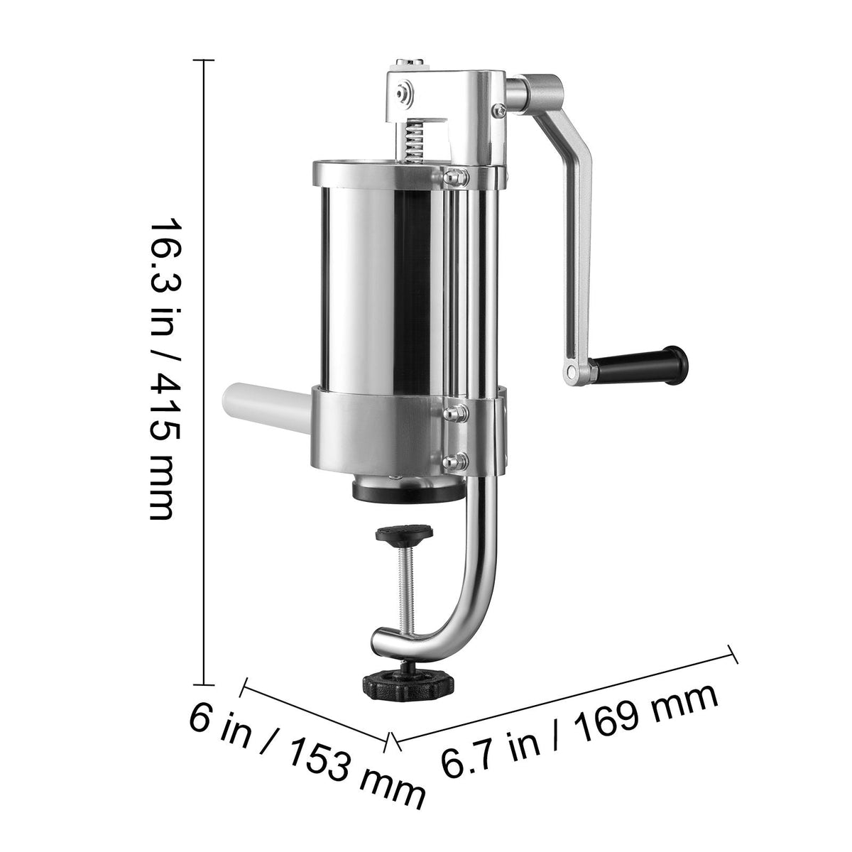 Sausage Stuffer, 2.5LBS/1.5L Capacity, 304 Stainless Steel Vertical Sausage Stuffer, Sausage Filling Machine with 3 Stuffing Tubes, Suction Base and Manual Crank for Household or Commercial Use