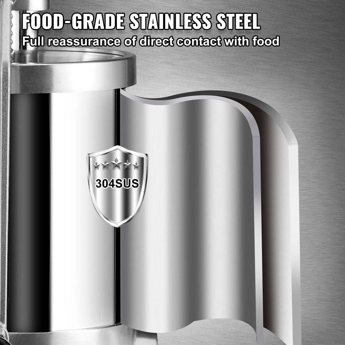 Sausage Stuffer, 2.5LBS/1.5L Capacity, 304 Stainless Steel Vertical Sausage Stuffer, Sausage Filling Machine with 3 Stuffing Tubes, Suction Base and Manual Crank for Household or Commercial Use