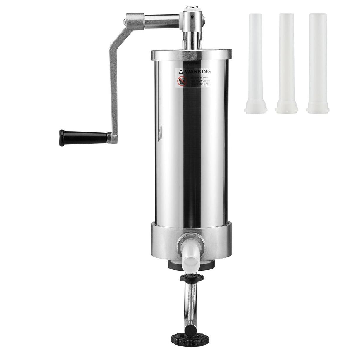 Sausage Stuffer, 5LBS/3L Capacity, 304 Stainless Steel Vertical Sausage Stuffer, Sausage Filling Machine with 3 Stuffing Tubes, Suction Base and Manual Crank for Household or Commercial Use