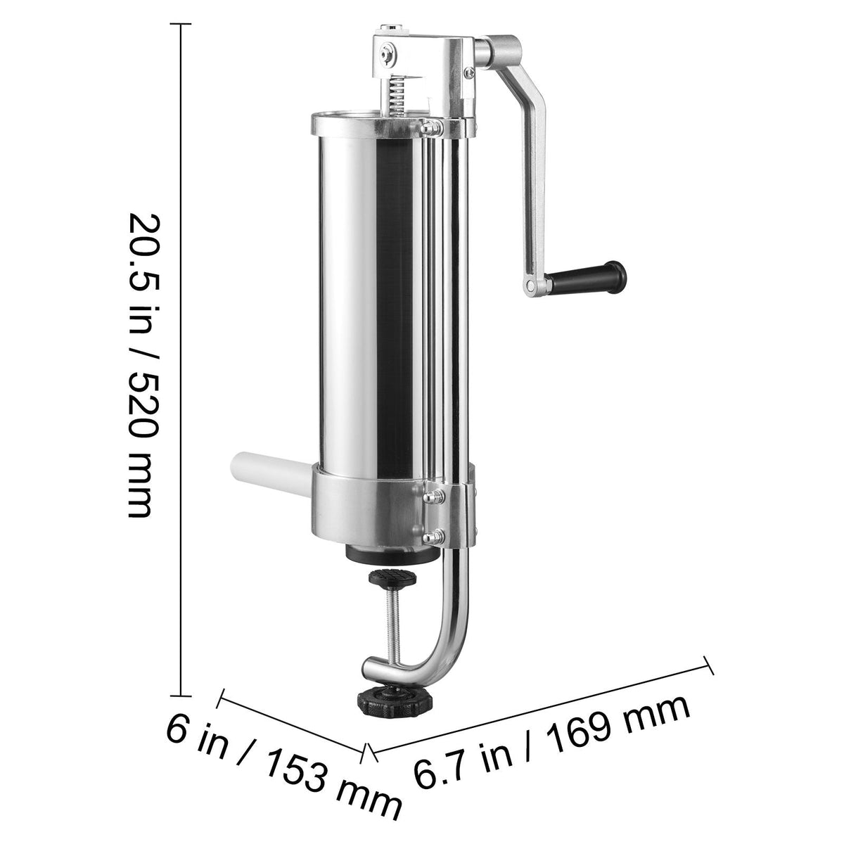 Sausage Stuffer, 5LBS/3L Capacity, 304 Stainless Steel Vertical Sausage Stuffer, Sausage Filling Machine with 3 Stuffing Tubes, Suction Base and Manual Crank for Household or Commercial Use
