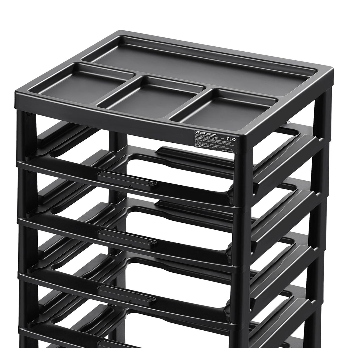 Scrapbook Rolling Storage Cart, 6-Tier Large Capacity with Organizer Top, Black Frame with 4 Removable Wheels, PP Material Cart Only, Rolling Craft Storage for Office Arts and Crafts Supplies