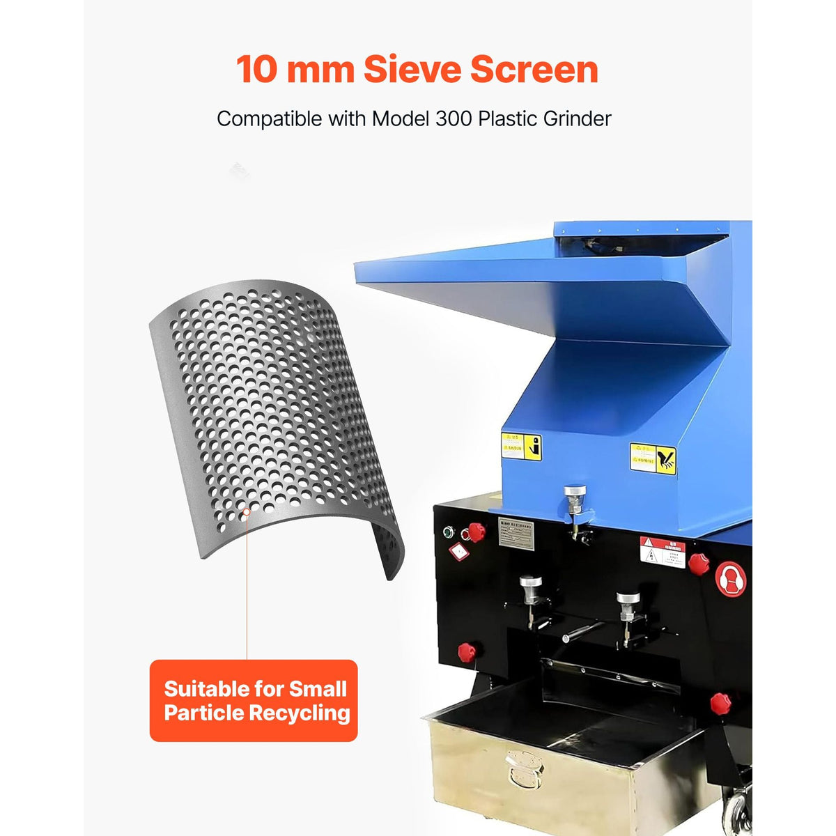 Screen Mesh for Plastic Shredder, High-Quality Steel Durable Mesh, 0.39 in/10 mm High-Precision Aperture Screen, Compatible with Model 300 Plastic Grinder, Suitable for Medium Particle Recycling