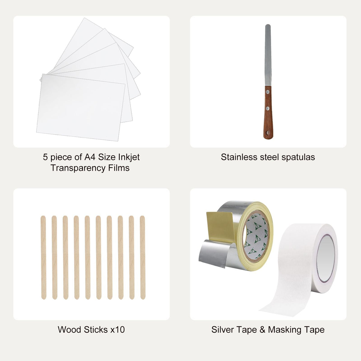 Screen Printing Kit, 2 Pieces Aluminum Silk Screen Printing Frames 8x10/10x14in 110 Count Mesh, 2 Tapes and Screen Printing Squeegees and Transparency Films for T-shirts DIY Printing