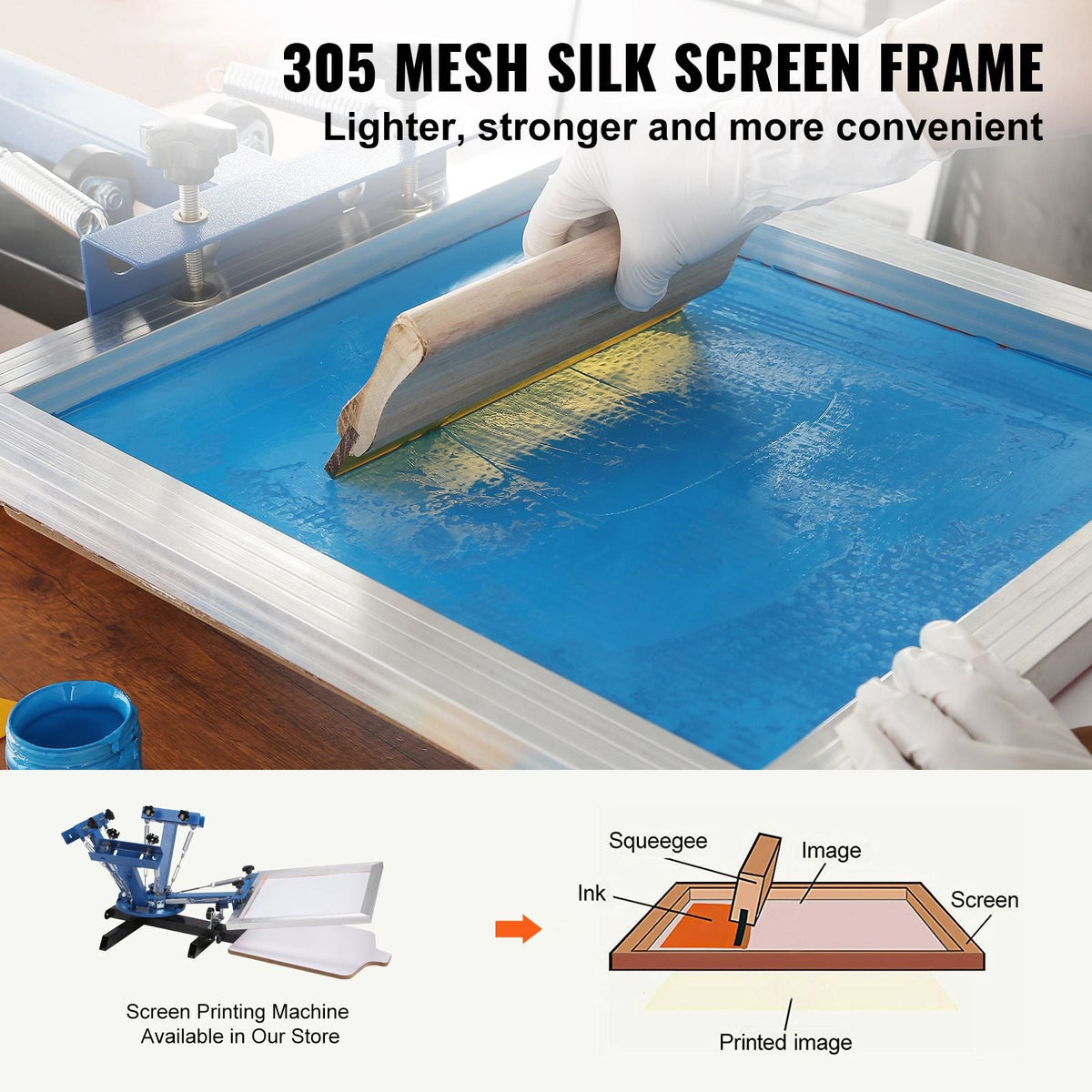 Screen Printing Kit, 6 Pieces Aluminum Silk Screen Printing Frames, 20x24inch Silk Screen Printing Frame with 305 Count Mesh, High Tension Nylon Mesh and Sealing Tape for T-Shirts DIY Printing