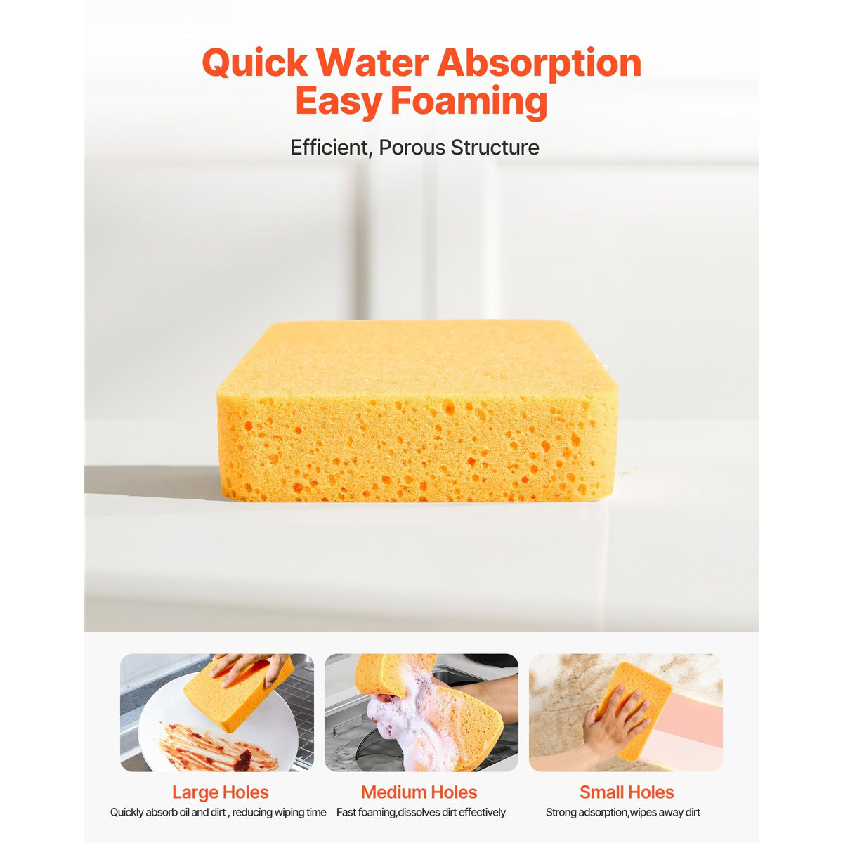 Scrub Sponge, 6-Pack Non-Scratch Cleaning Sponges for Home, Bathroom & More, Zero Scratch Dish Scrubber, Large Household Scrubbing Sponges, Friendly to Tiles, Marble, Glass and Other Surfaces