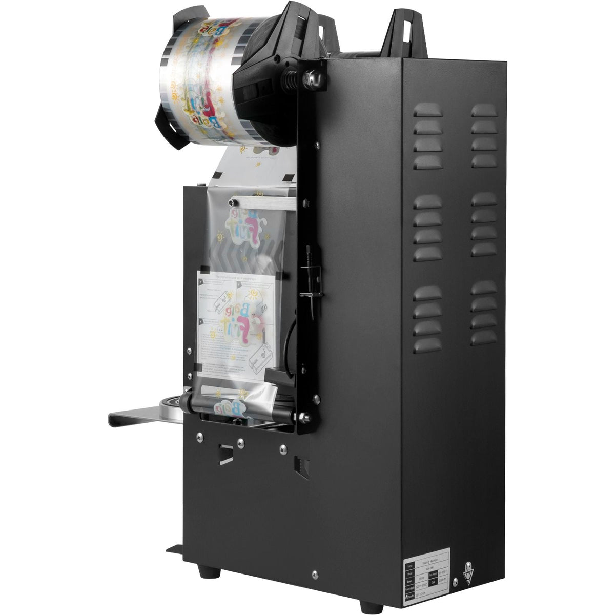 Semi-automatic Cup Sealing Machine, 300-500 Cup/h Tea Cup Sealer Machine, Black Boba Cup Sealer Machine, 90/95mm Cup Diameter Boba Cup Sealing Machine with Control Panel for Bubble Milk Tea