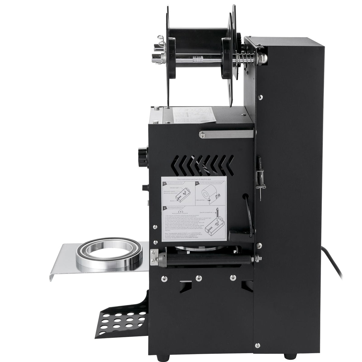 Semi-automatic Cup Sealing Machine, 300-500 Cup/h Tea Cup Sealer Machine, Black Boba Cup Sealer Machine, 90/95mm Cup Diameter Boba Cup Sealing Machine with Control Panel for Bubble Milk Tea