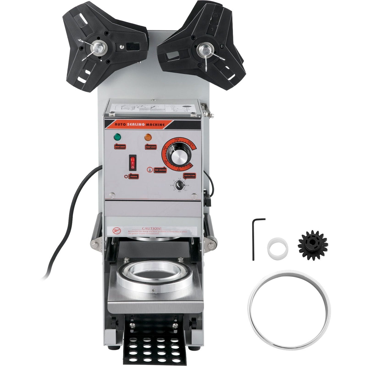 Semi-automatic Cup Sealing Machine, 300-500 Cup/h Tea Cup Sealer Machine, Silver Boba Cup Sealer Machine, 90/95mm Cup Diameter Boba Cup Sealing Machine with Control Panel for Bubble Milk Tea