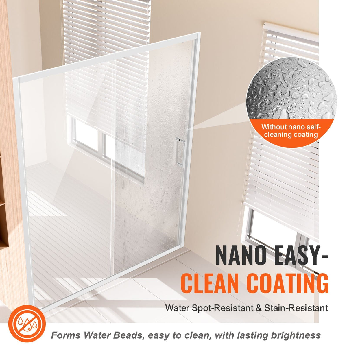 Semi-frameless Shower Door, 57.7-59 W x 70 H in, Shower Sliding Glass Door with 1/4 in(6mm) Clear Tempered Glass, Waterproof Shatterproof NANO Stainproof with Stainless Steel Hardware, Chrome