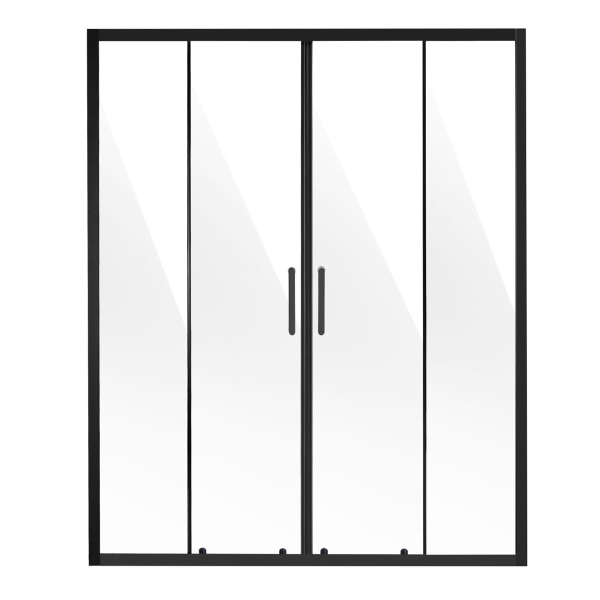 Semi-frameless Shower Door, 57.8-59 W x 70 H in, Double Sliding Glass Door with 1/4 in(6mm) Clear Tempered Glass, Waterproof Shatterproof Stainproof with Stainless Steel Hardware, Matte Black