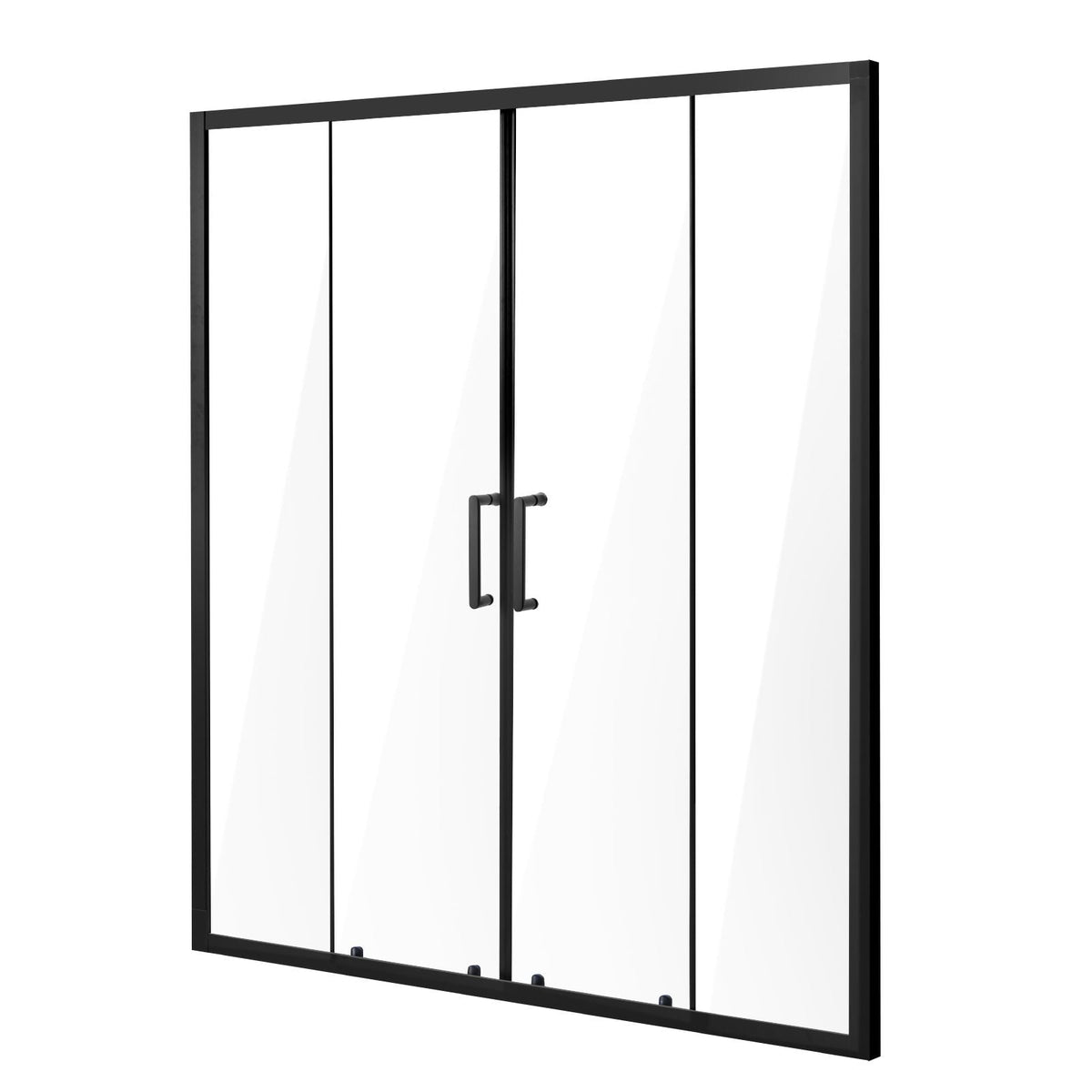 Semi-frameless Shower Door, 57.8-59 W x 70 H in, Double Sliding Glass Door with 1/4 in(6mm) Clear Tempered Glass, Waterproof Shatterproof Stainproof with Stainless Steel Hardware, Matte Black