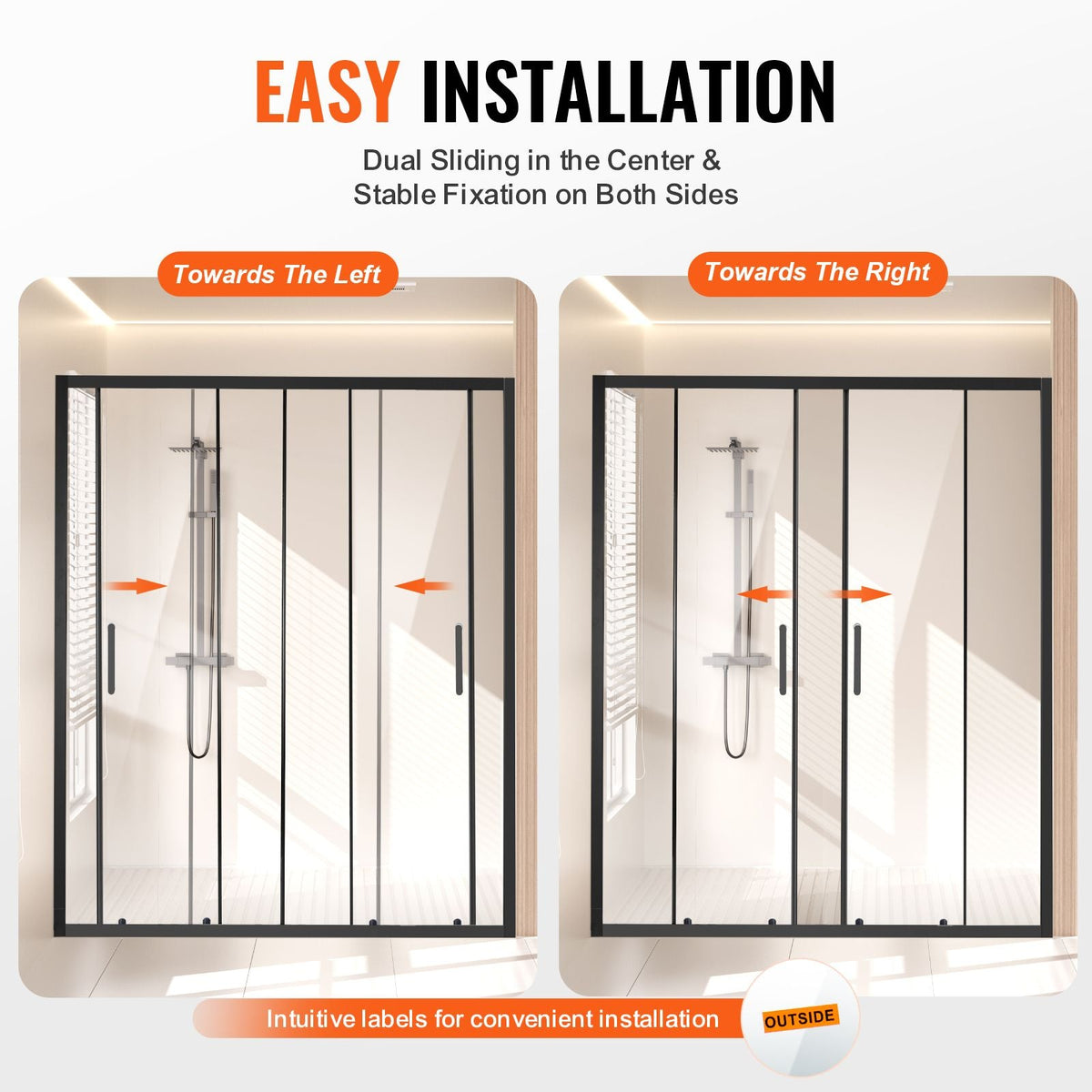 Semi-frameless Shower Door, 57.8-59 W x 70 H in, Double Sliding Glass Door with 1/4 in(6mm) Clear Tempered Glass, Waterproof Shatterproof Stainproof with Stainless Steel Hardware, Matte Black