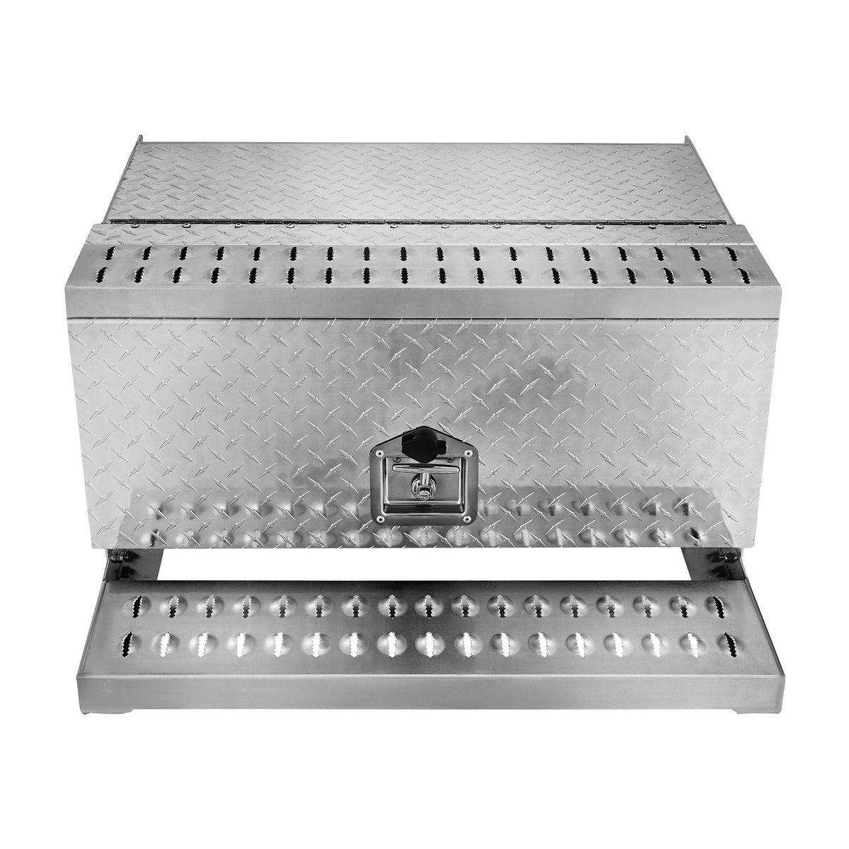 Semi-Truck Step Tool Box, 30" x 29.5" x 15.8" Heavy Duty Aluminum Diamond Plate Toolbox, Waterproof Cab Entry Step Storage Box with T-Handle Lock & Keys for Flatbed, Crane, and Semi Trucks