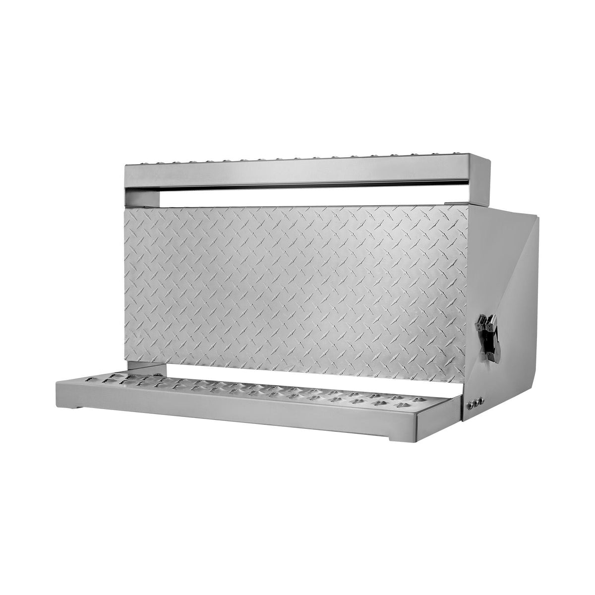 Semi-Truck Step Tool Box, 31" x 30" x 19" Heavy Duty Aluminum Diamond Plate Toolbox, Waterproof Cab Entry Step Storage Box with Shock-Absorbing Latch for Flatbed, Crane, and Semi Trucks