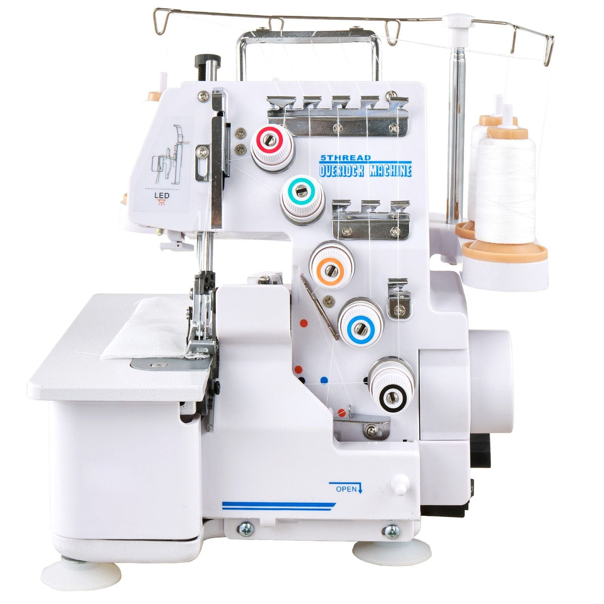 Serger Overlock Sewing Machine, 1250 Stitches Per Minute, 2-3-5 Thread Capability, with LED Light and Strong Suction Feet, Heavy-Duty Metal Frame Sewing Machine for Various Fabrics, White