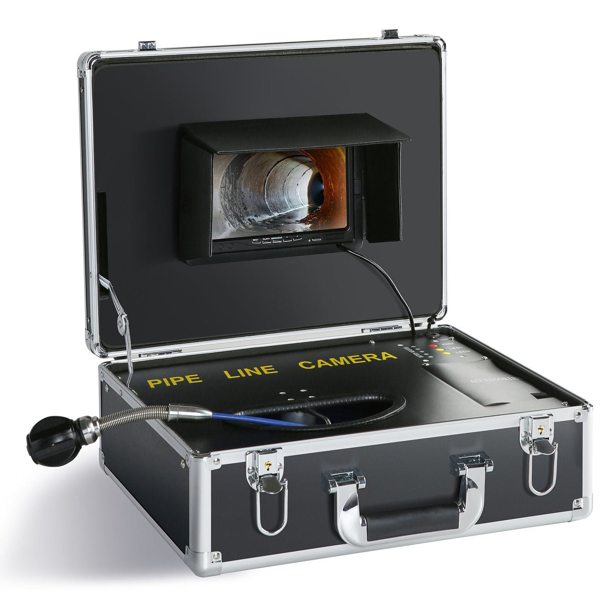 Sewer Camera, 100 ft/30 m, 7" Screen Pipeline Inspection Camera with DVR Function, Waterproof IP68 Camera, 12 pcs Adjustable LEDs, with a 16 GB SD Card for Sewer Line, Duct Drain Pipe Plumbing