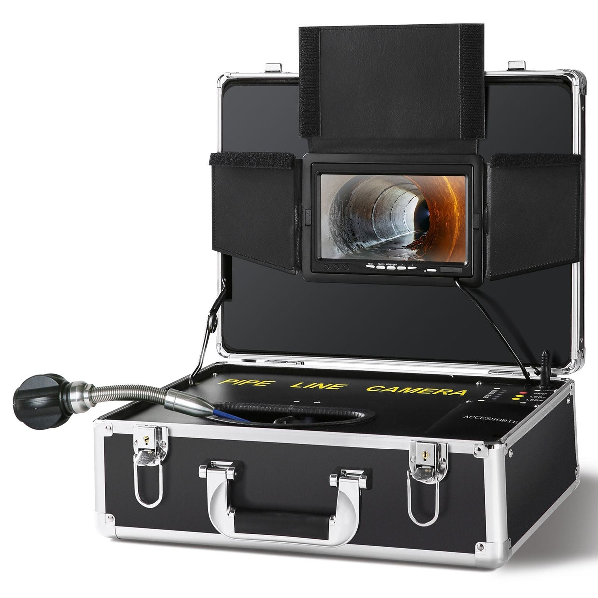 Sewer Camera, 100 ft/30 m, 7" Screen Pipeline Inspection Camera with DVR Function, Waterproof IP68 Camera, 12 pcs Adjustable LEDs, with a 16 GB SD Card for Sewer Line, Duct Drain Pipe Plumbing