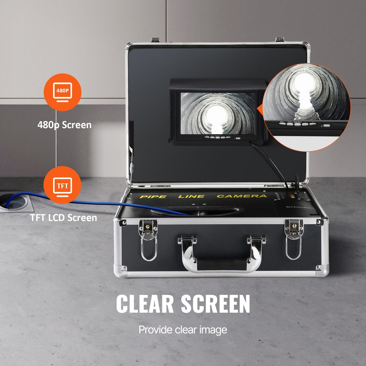 Sewer Camera, 100 ft/30 m, 7" Screen Pipeline Inspection Camera with DVR Function, Waterproof IP68 Camera, 12 pcs Adjustable LEDs, with a 16 GB SD Card for Sewer Line, Duct Drain Pipe Plumbing