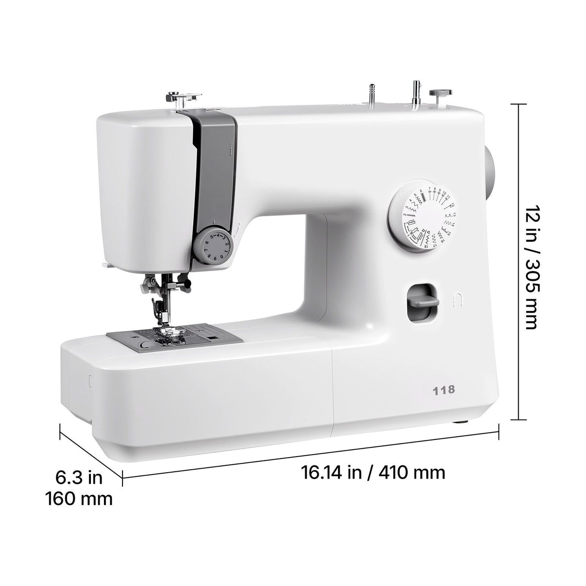 Sewing Machine, 18 Stitch Applications, with LED Light and Foot Pedal, Simple Dial Control, Interior Metal Frame, Lightweight and Portable Beginner Sewing Machine for Adults Crafts and Mending