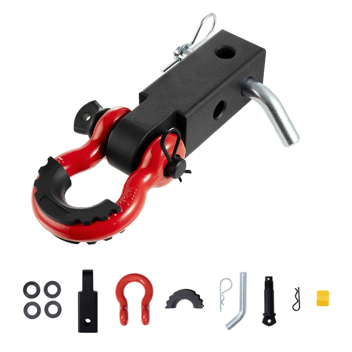 Shackle Hitch Receiver 2", 66000 lbs Breaking Strength, D Ring Shackle with Trailer Hitch Lock Pin, Heavy Duty Towing Accessories for Trucks, Jeeps, Off-Road Vehicle Recovery, Aluminum Alloy