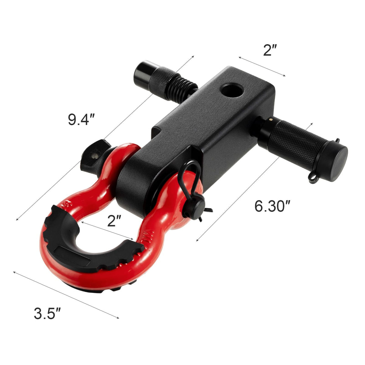 Shackle Hitch Receiver, Fits 2" Receivers, 66000 lbs Breaking Strength, D Ring Shackle with Trailer Hitch Lock Pin, Heavy Duty Towing Accessories for Trucks, Jeeps, Off-Road Vehicle Recovery