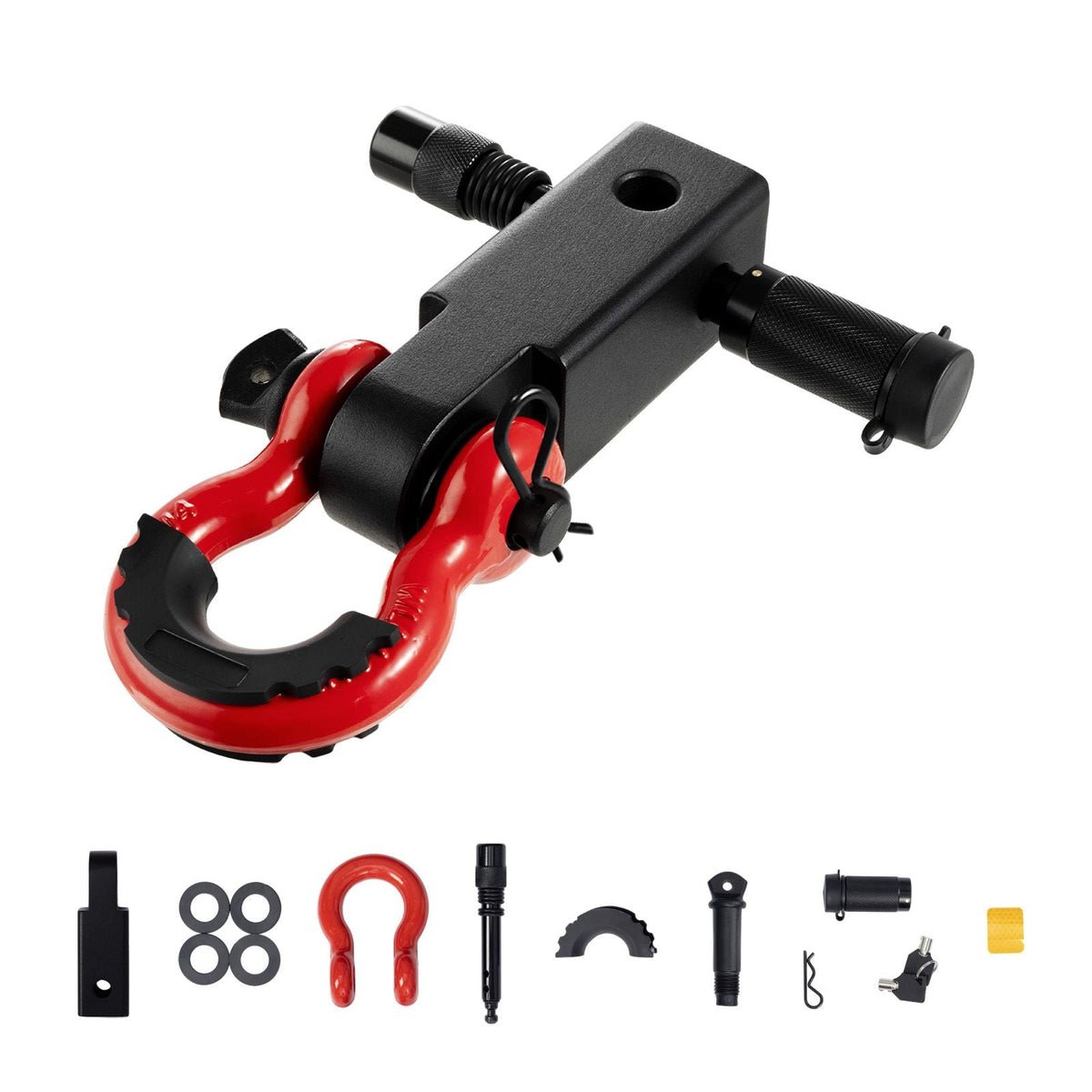 Shackle Hitch Receiver, Fits 2" Receivers, 66000 lbs Breaking Strength, D Ring Shackle with Trailer Hitch Lock Pin, Heavy Duty Towing Accessories for Trucks, Jeeps, Off-Road Vehicle Recovery