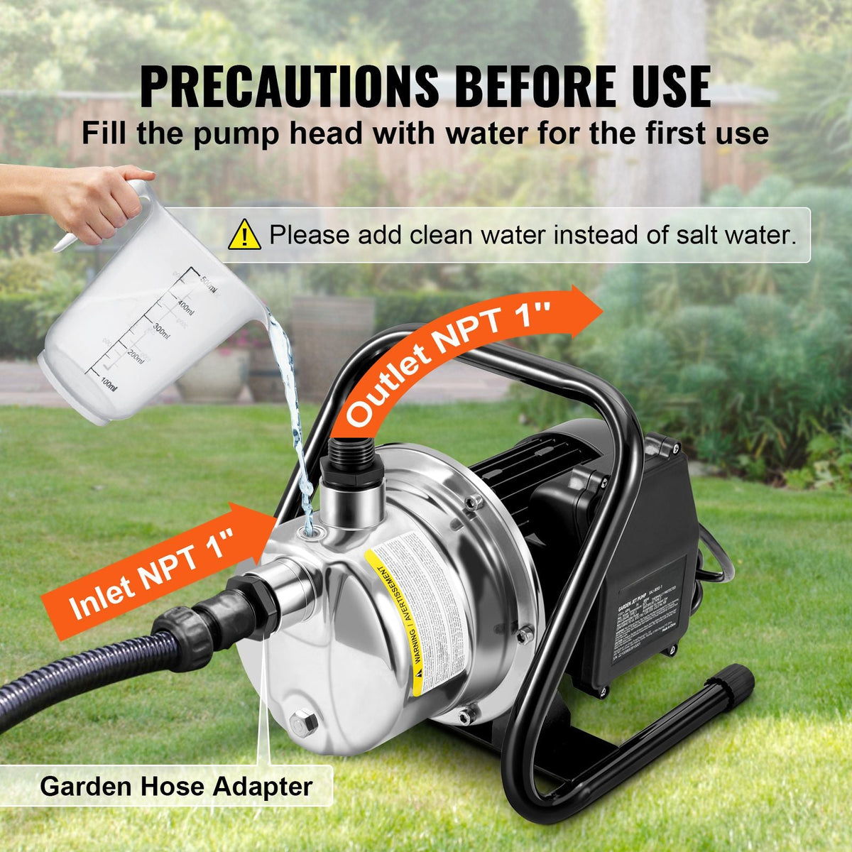 Shallow Well Pump, 1.1 HP 115V, 978 GPH 131 ft Height, 40psi Max Pressure, Portable Stainless Steel Sprinkler Booster Jet Pumps for Garden Lawn Irrigation system, Lake Fountain, Water Transfer