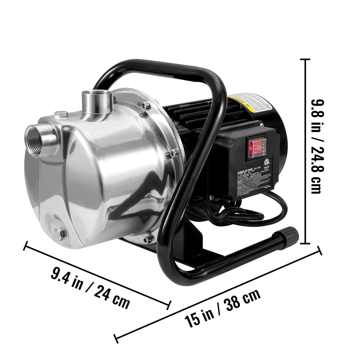 Shallow Well Pump, 1.5 HP 115V, 1200 GPH 164 ft Height, 87 psi Max Pressure, Portable Stainless Steel Sprinkler Booster Jet Pumps for Garden Lawn Irrigation system, Lake Fountain, Water Transfer