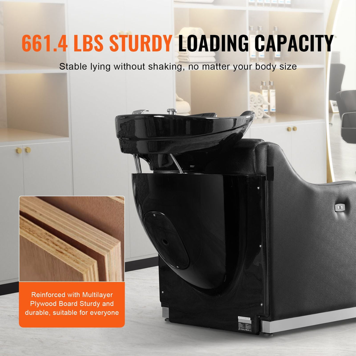 Shampoo Backwash Chair, 661.4LBS Loading Barbershop Hair Washing Station with Electric Adjustable Footrest & Ceramic Bowl, Backwash Salon Shampoo Chair, Beauty Spa Hairdressing Massage Equipment