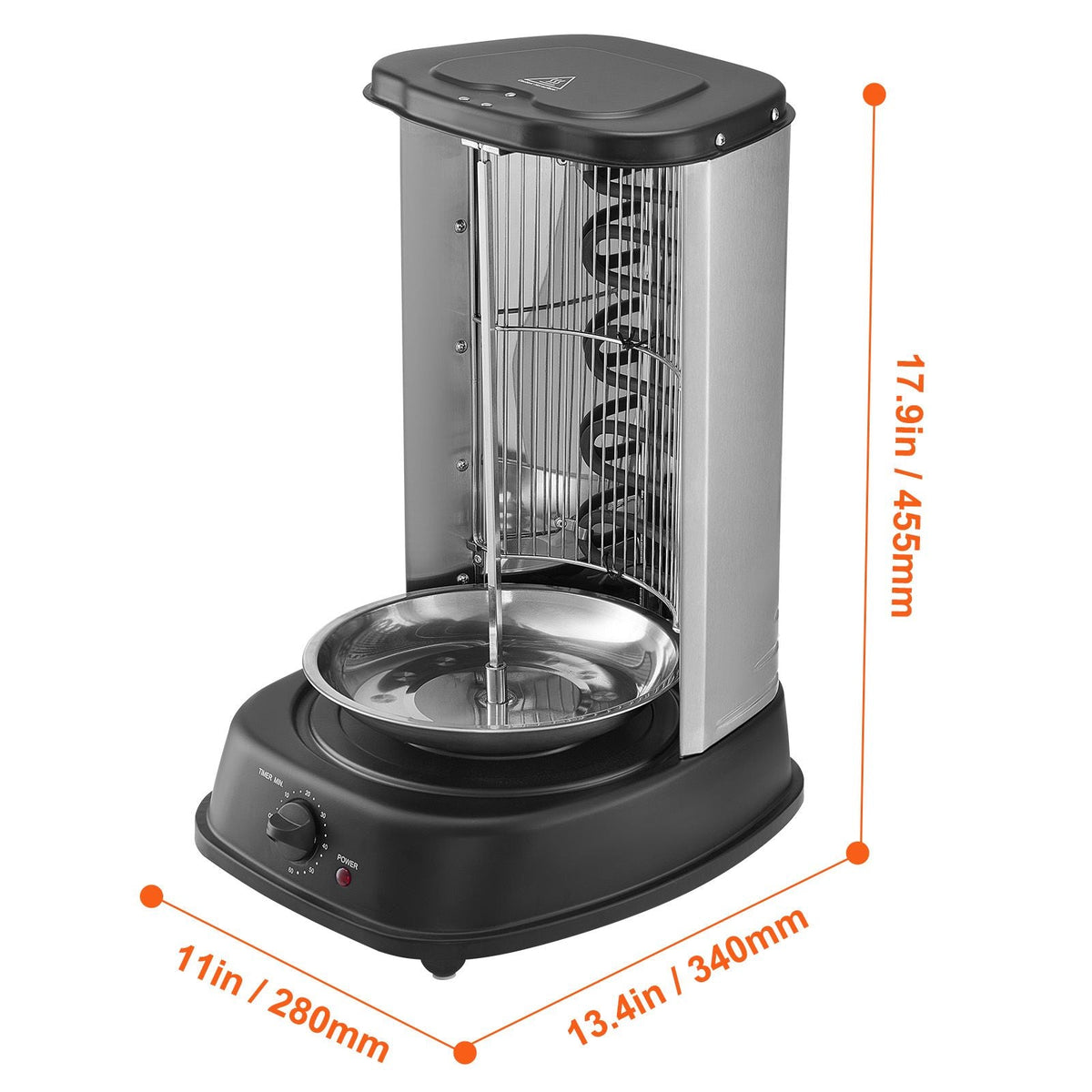 Shawarma Grill Machine, Vertical Chicken Shawarma Cooker Machine Countertop, Electric Stainless Steel Broiler Gyro Rotisserie Oven Doner Kebab Machine, for Home Restaurant Kitchen Parties