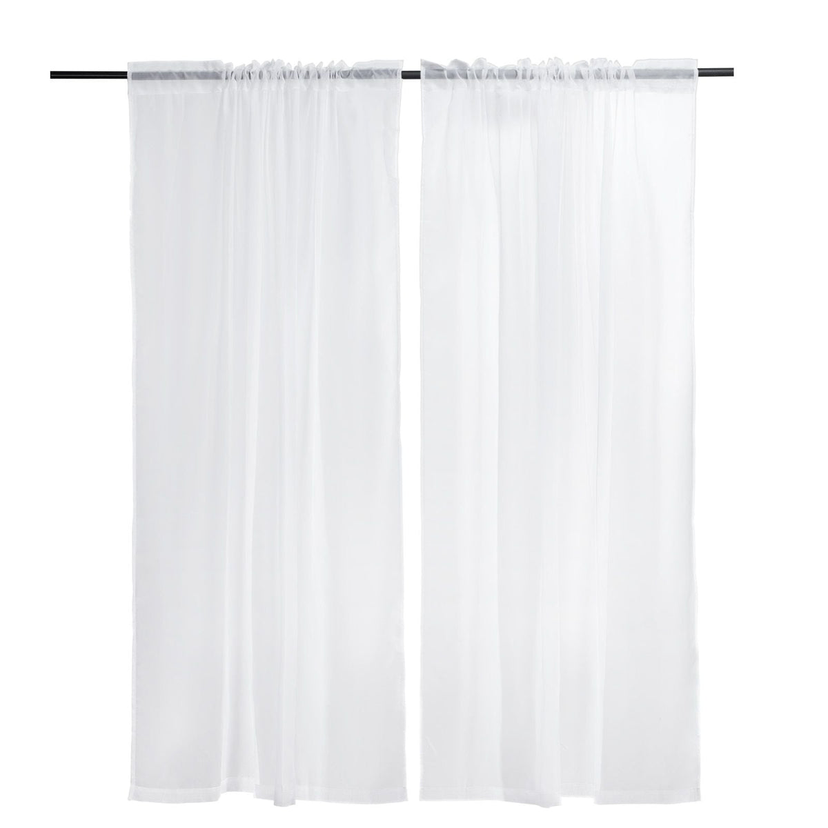 Sheer Curtains, 84 inches Long, 2 Panels Set Sheer White Curtains, Each 42" W x 84" L, Dual Rod Pocket Installation, 100% Polyester Window Drapes for Bedroom, Living Room, Balcony, Yard