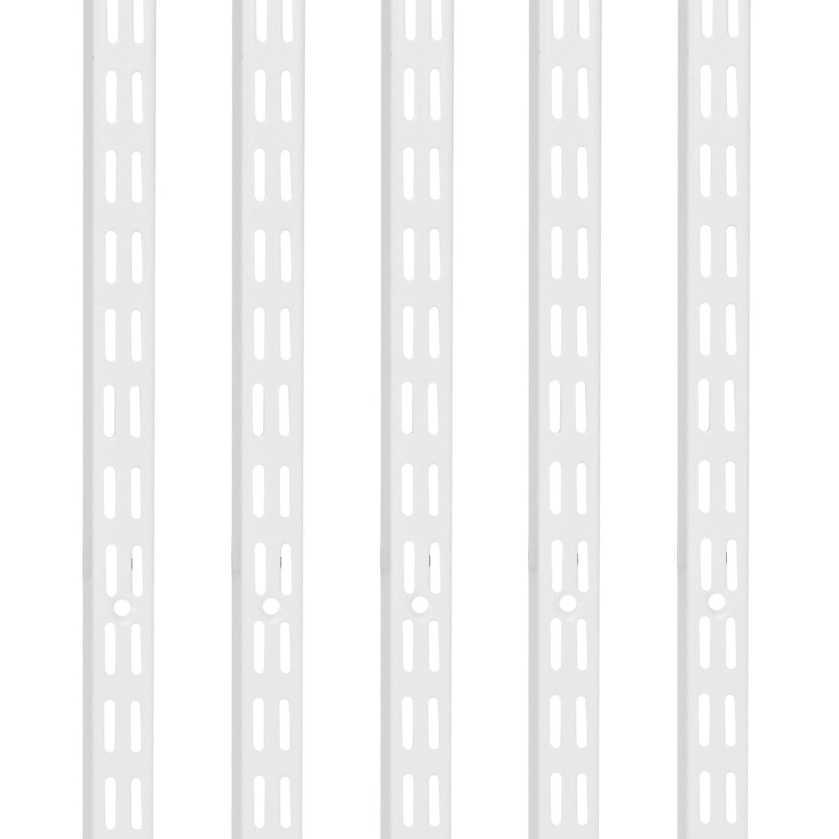 Shelf Pilaster, 60-inch 5 Pack, Dual Track Upright Wall Shelving System, Heavy Duty Support System Twin Slot Shelf Rails, 25 Screws, Suitable for Cabinet Closet Organization Storage, Silver
