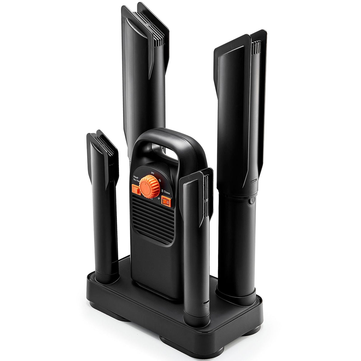 Shoe Dryer with Timer, Detachable 4 Tubes Boot Dryers with V0-Rated Fire-Retardant Materials, Quick Drying for Work Boots, Sneakers, Gloves, Helmets, Black & Orange