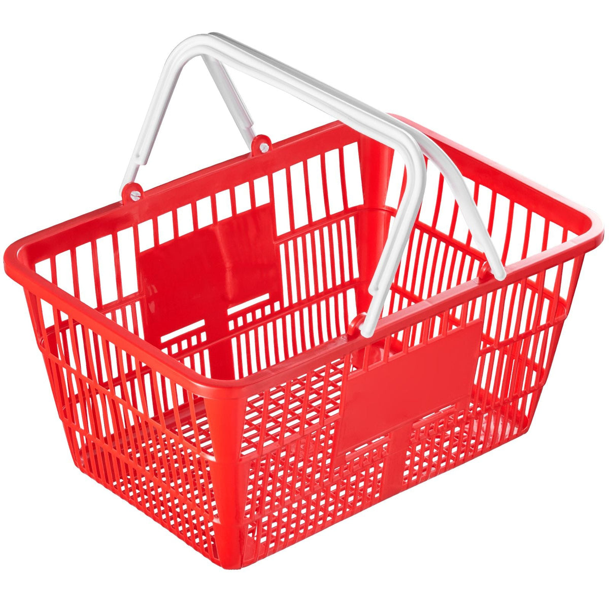 Shopping Basket, Set of 20, 21L Durable Plastic Grocery Basket with Handle and Stand, 16.5 x 11.8 x 8.27 inch Portable Shop Basket Bulk Used for Retail Store Supermarket Grocery Shopping, Red