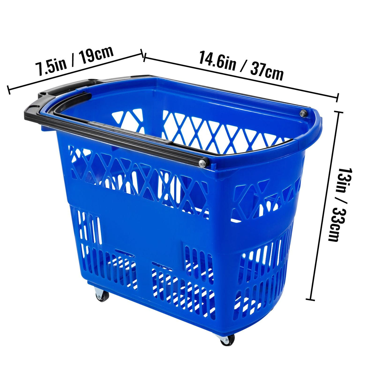 Shopping Basket with Handle on Castors- Blue Pack of 6
